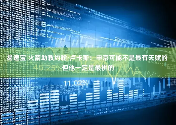 易速宝 火箭助教约翰·卢卡斯：申京可能不是最有天赋的 但他一定是最拼的
